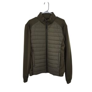 Zara Men's Full Zip Padded Front Puff Quilted Jacket Olive- M